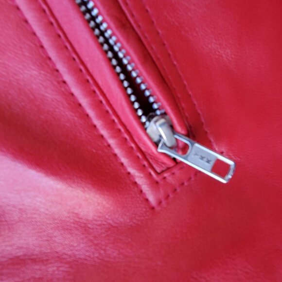 Red Leather Motorcycle Jacket Mens XL NWOT LLD Original Fonzy London Leathers - Picture 15 of 15